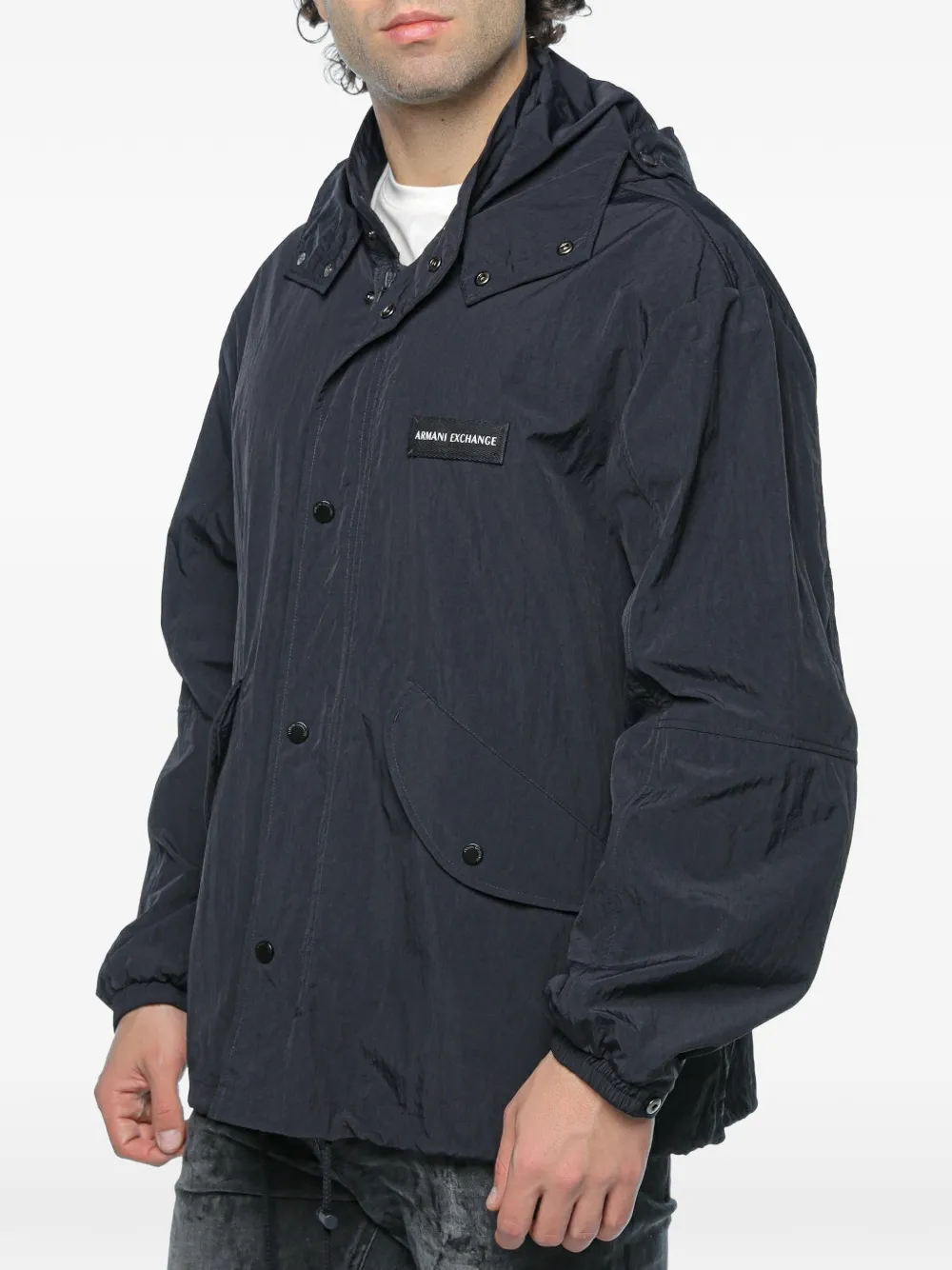 Armani Exchange Jack met capuchon en logopatch Zwart