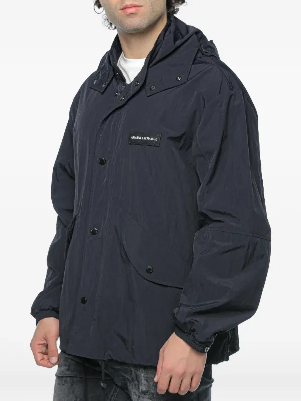 Armani Exchange logo-patch Hooded Jacket | Black | FARFETCH