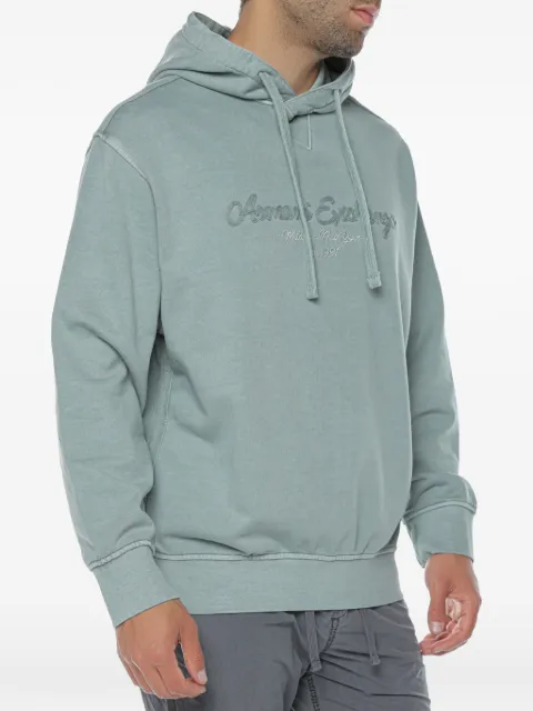 Armani Exchange logo-embroidered drawstring hoodie