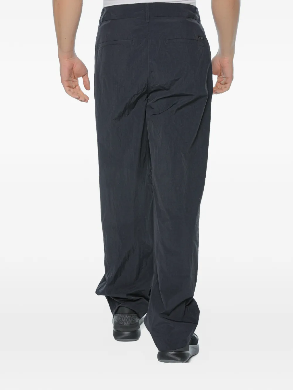 Armani Exchange Gekreukte broek met geplooide voorkant Blauw