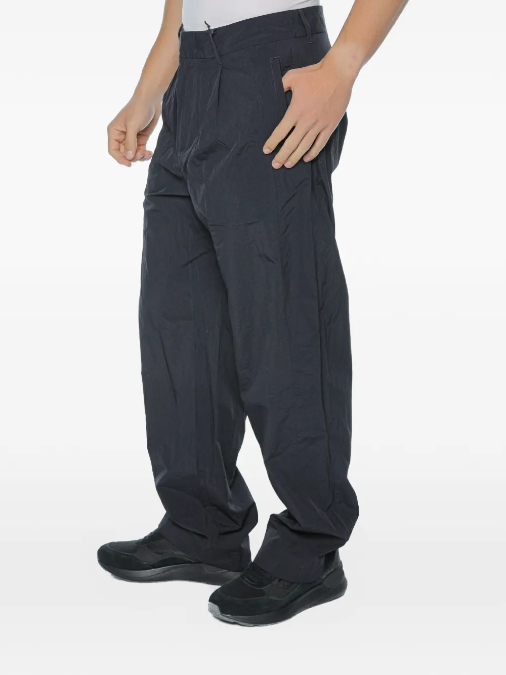 Armani Exchange Gekreukte broek met geplooide voorkant Blauw