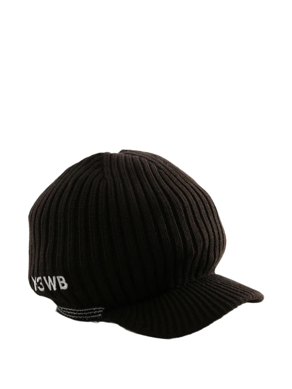 Wales Bonner Y3 ribbed-knit peaked cap - Marrone