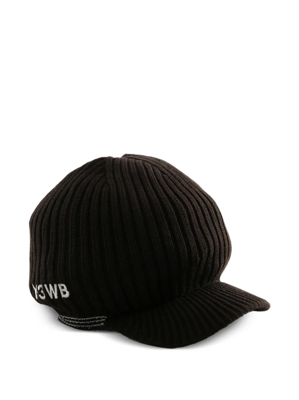 Wales Bonner Y3 ribbed-knit peaked cap - Marrone