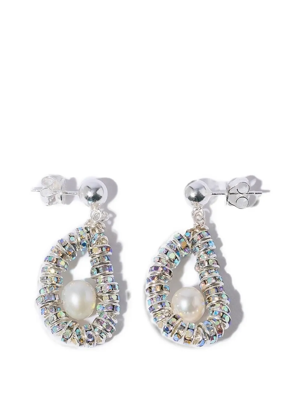 Pearl Octopuss. Y mini Oysters crystal-embellished earrings - Argento