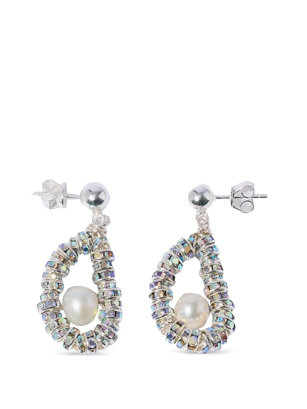 Pearl Octopuss. Y mini Oysters crystal-embellished earrings - Argento