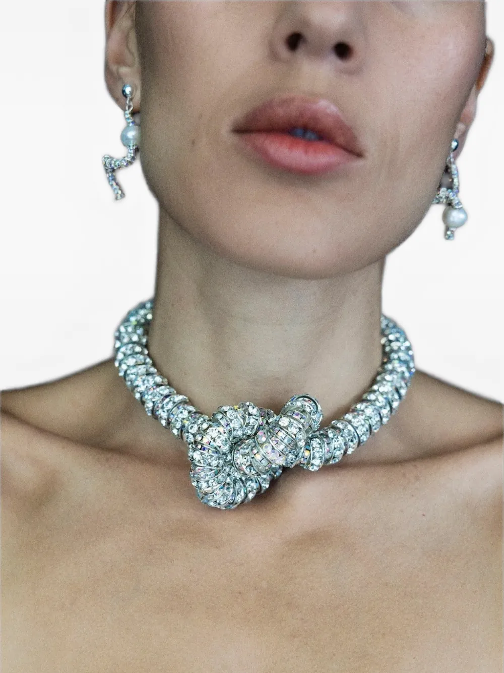 Pearl Octopuss. Y Tiny Snakes crystal-embellished earrings - Silver