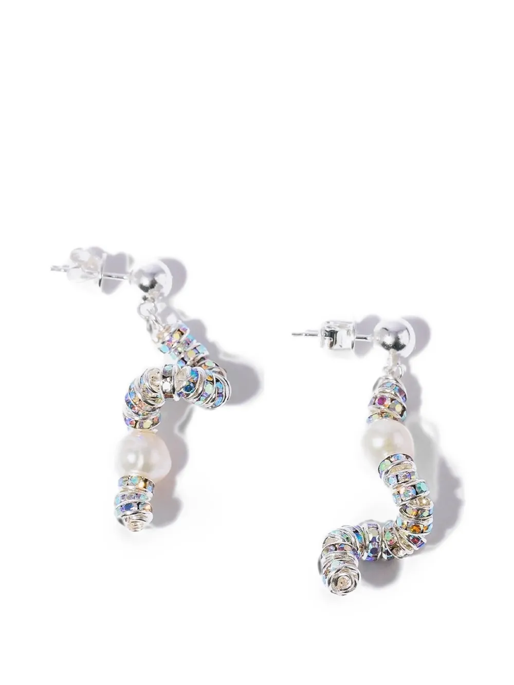 Pearl Octopuss. Y Tiny Snakes crystal-embellished earrings - Argento