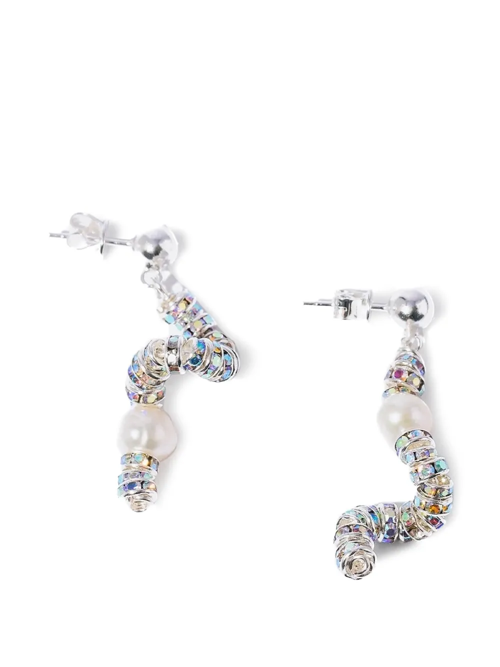 Pearl Octopuss. Y Tiny Snakes crystal-embellished earrings - Argento