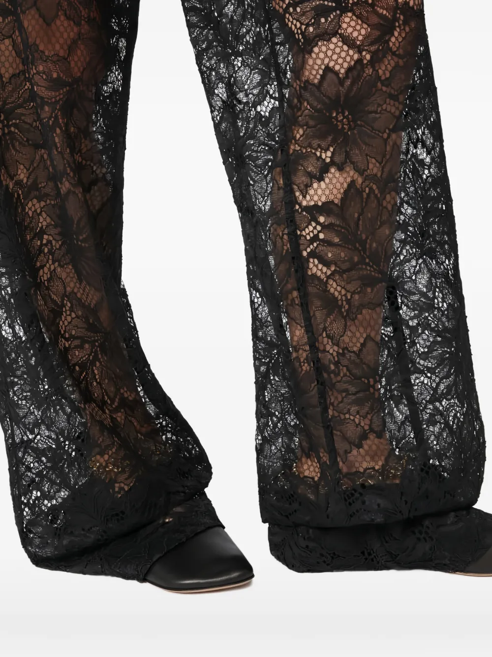 Sportmax Palazzo broek met bloemenkant Zwart