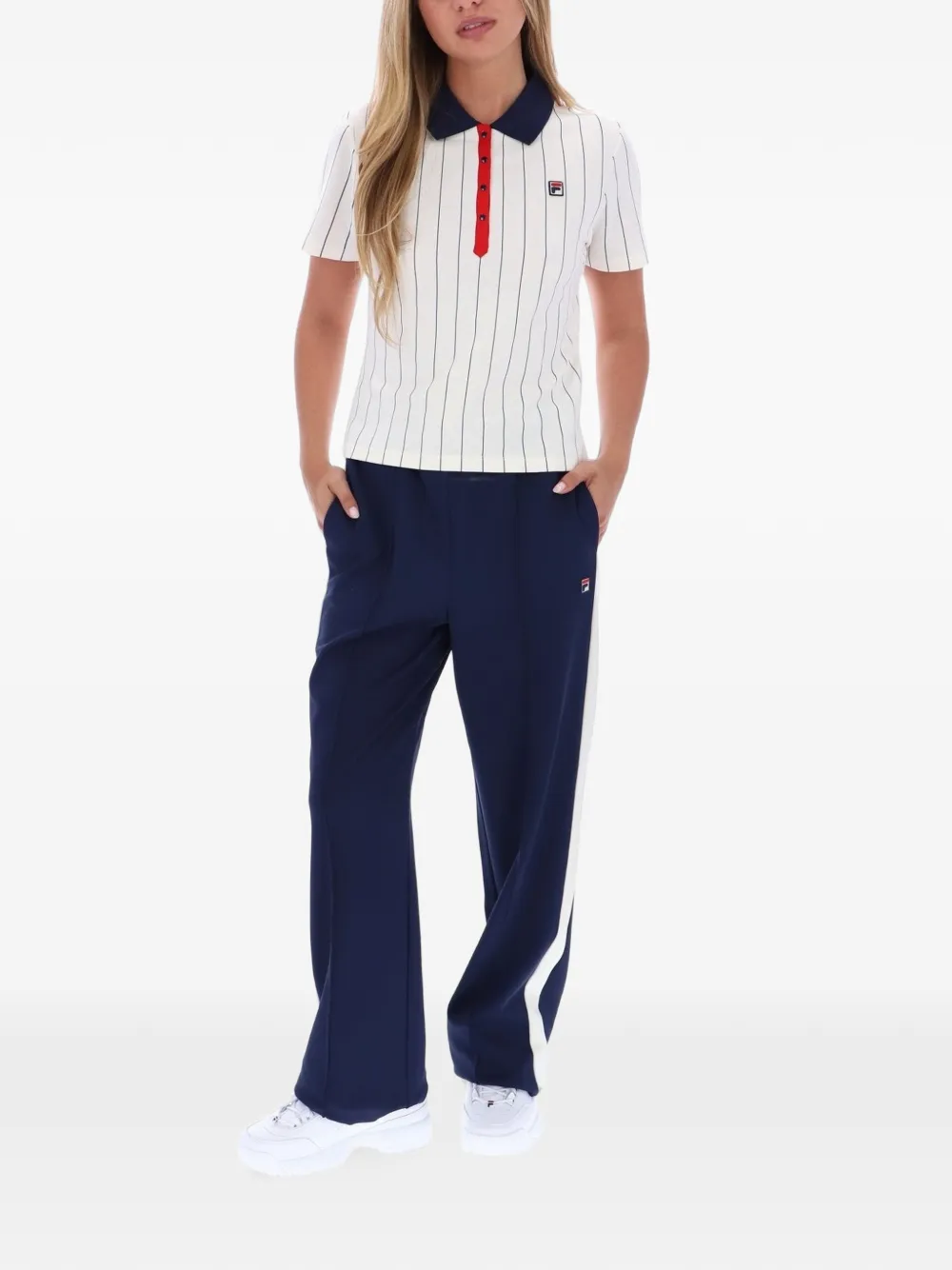Fila BB1 pinstripe polo shirt Wit