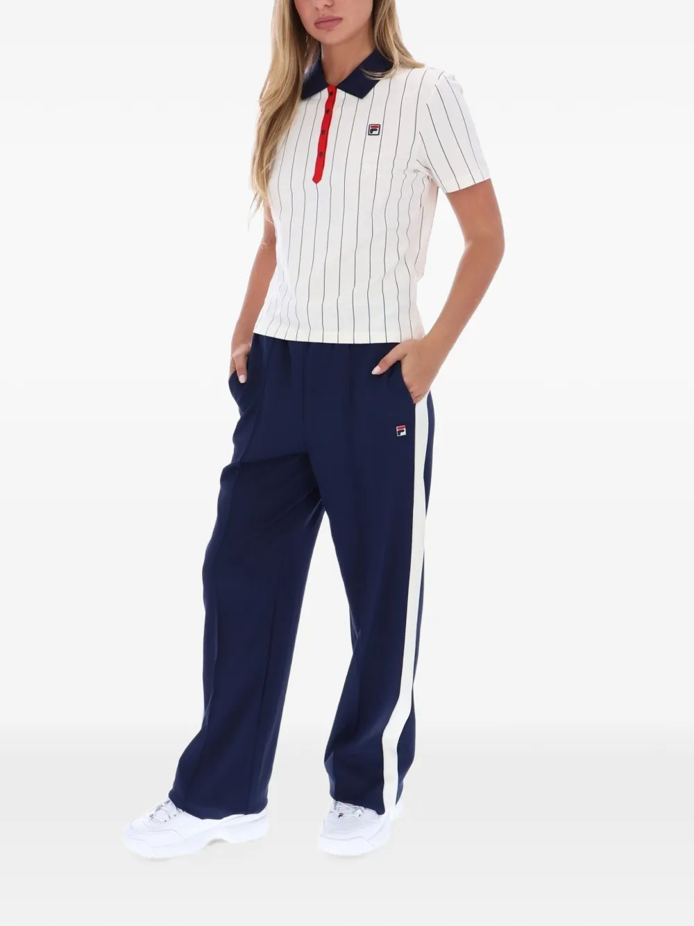 Fila BB1 pinstripe polo shirt Wit