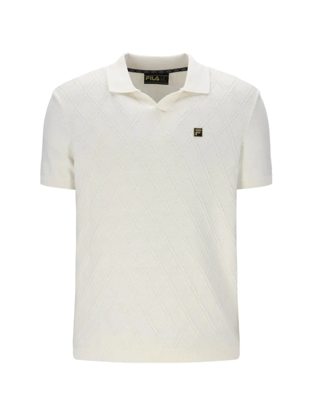Fila T-shirt con finitura a rombi e colletto stile polo - Bianco