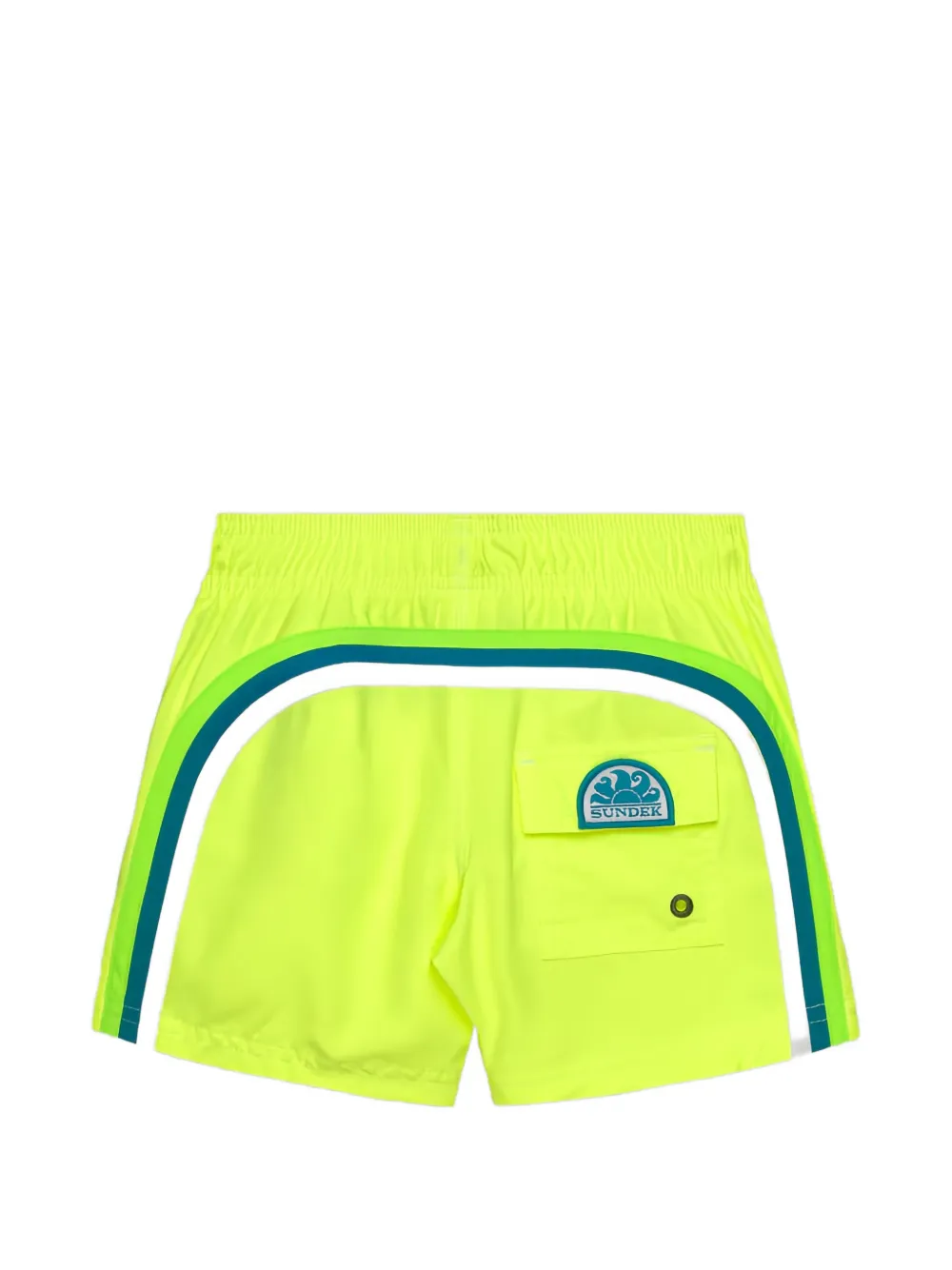 Sundek Zwembroek met logopatch en regenboogstreep Geel