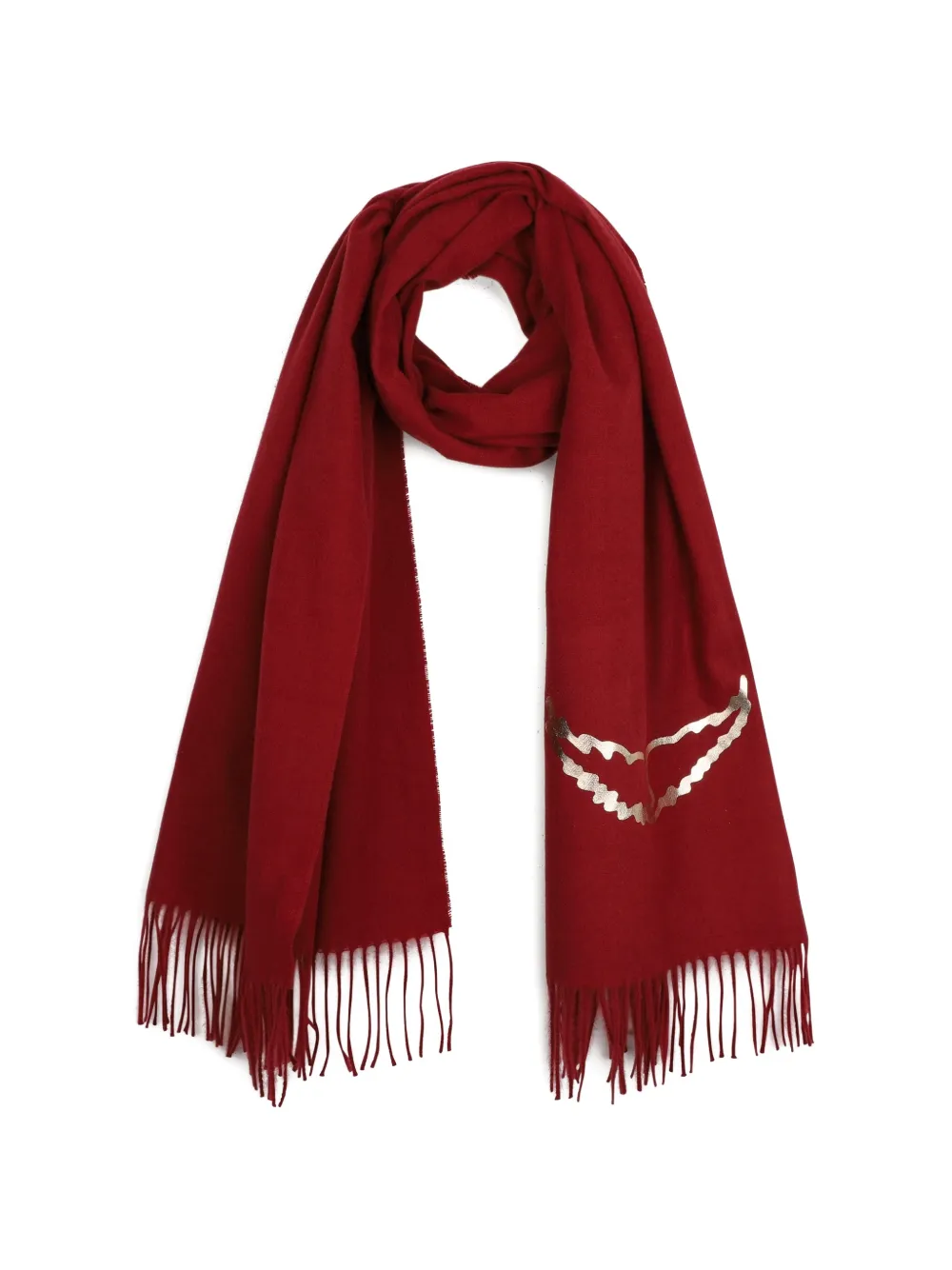 Zadig & Voltaire Kids Sjaal met franje en vleugel-print Rood