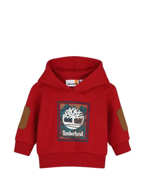 Timberland Kids hoodie con parche en los codos y logo estampado