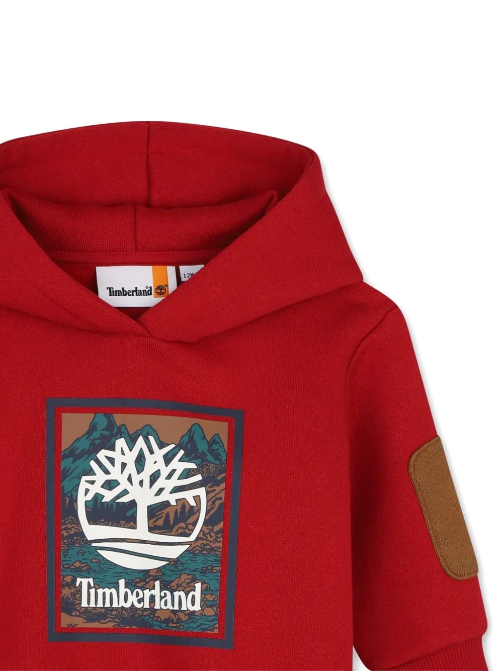 Timberland Kids Hoodie met elleboog-patch en logo-print Rood