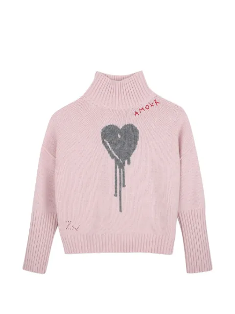 Zadig & Voltaire Kids suéter con cuello de tortuga y corazón en intarsia