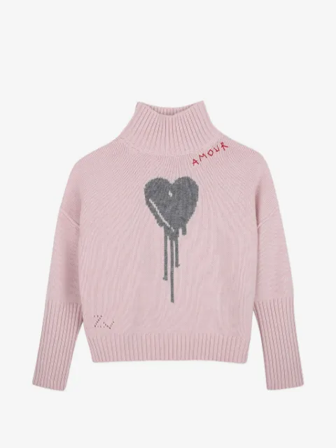 Zadig & Voltaire Kids heart-intarsia high-neck sweater