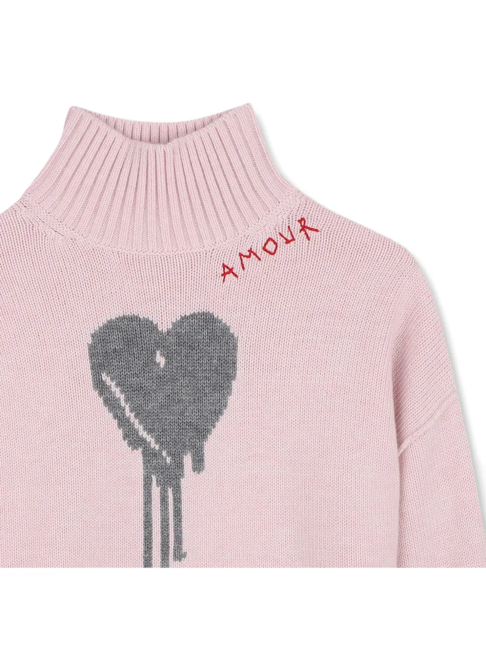 Zadig & Voltaire Kids Trui met hoge hals en hart intarsia Roze