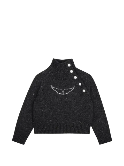 Zadig & Voltaire Kids button-detail embroidered-motif sweater