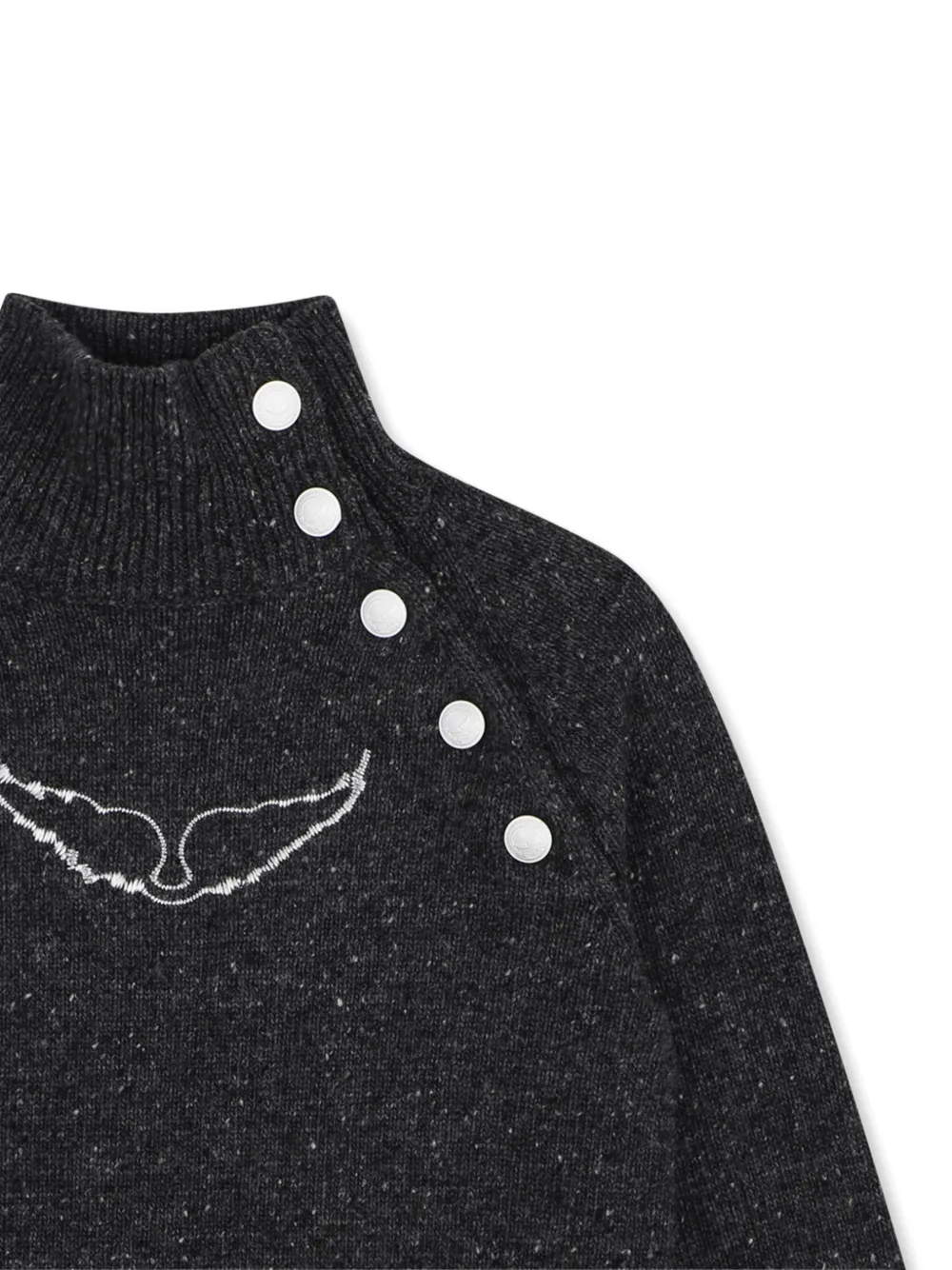Zadig & Voltaire Kids Trui met geborduurd patroon en knoop-detail Zwart