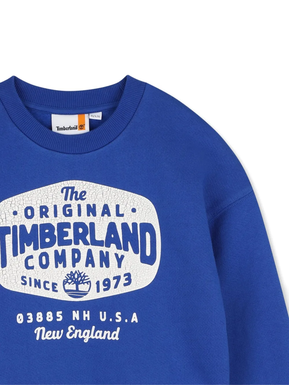 Timberland Kids Trui met logoprint en ronde hals Blauw
