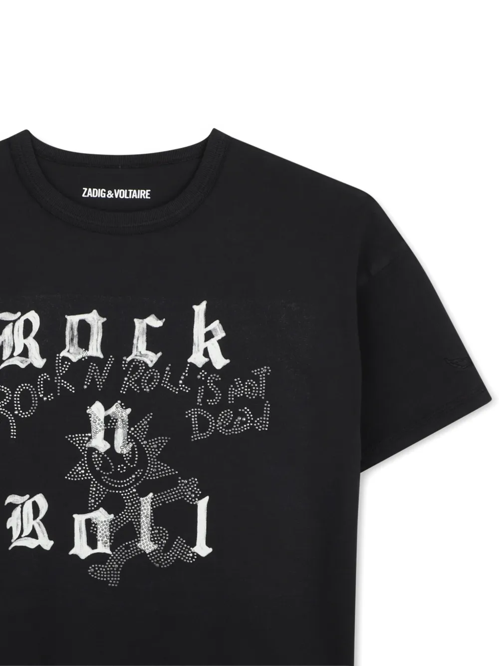 Zadig & Voltaire Kids T-shirt verfraaid met stras en tekst Zwart