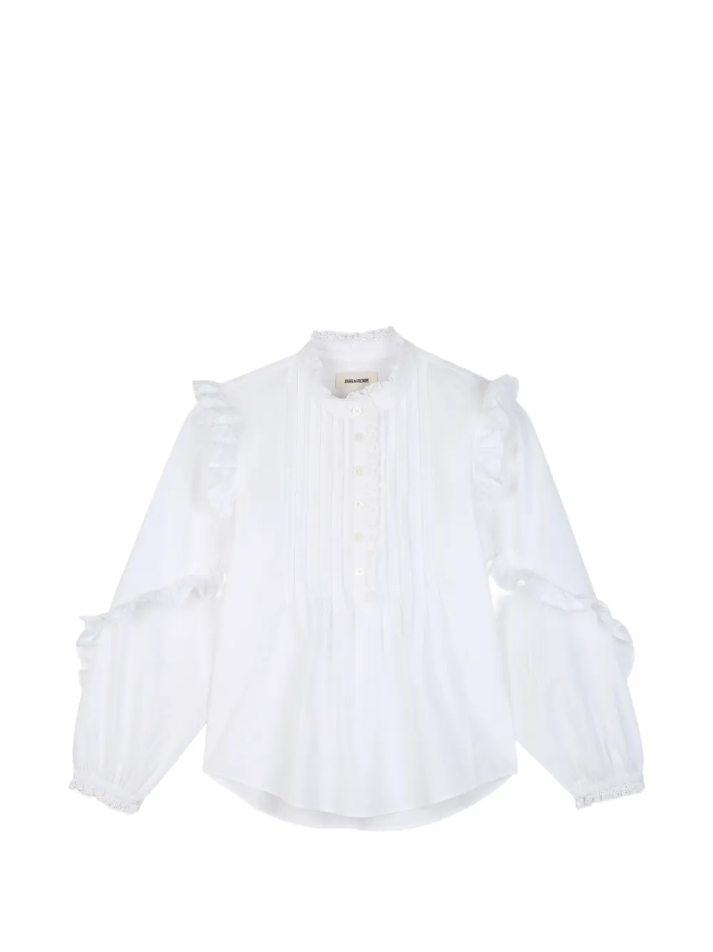 Zadig & Voltaire Kids' Ruffle-trimmed Pleated Blouse In White