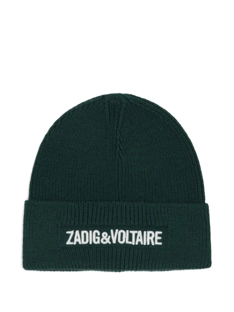 Zadig & Voltaire Kids logo-embroidered ribbed-knit hat