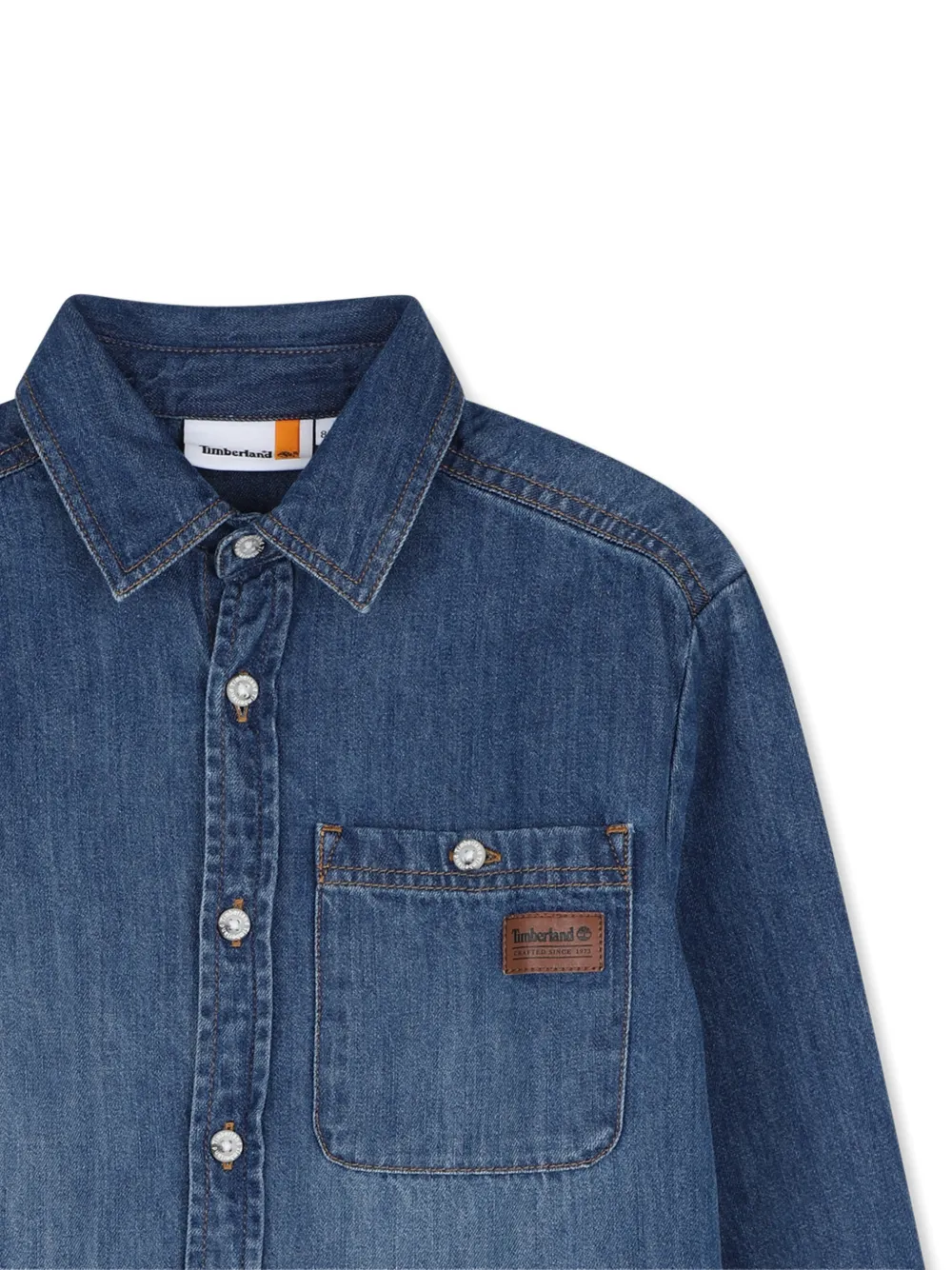 Timberland Kids Spijkershirt met logopatch Blauw