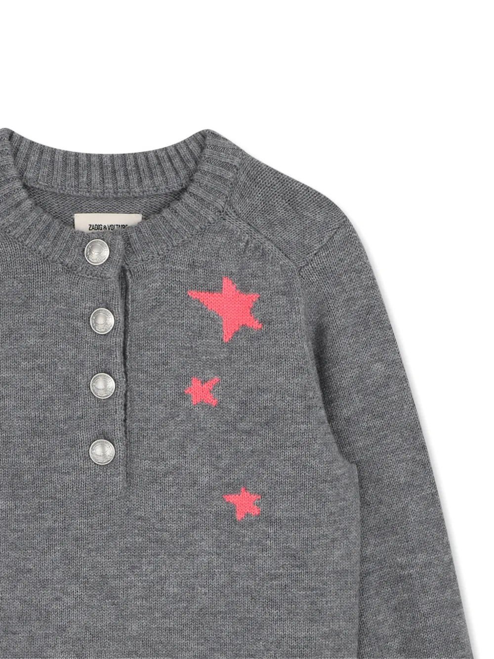 Zadig & Voltaire Kids Trui met knoopsluiting en ster-detail Grijs