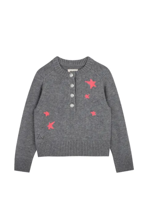 Zadig & Voltaire Kids star-detail button-fastening sweater