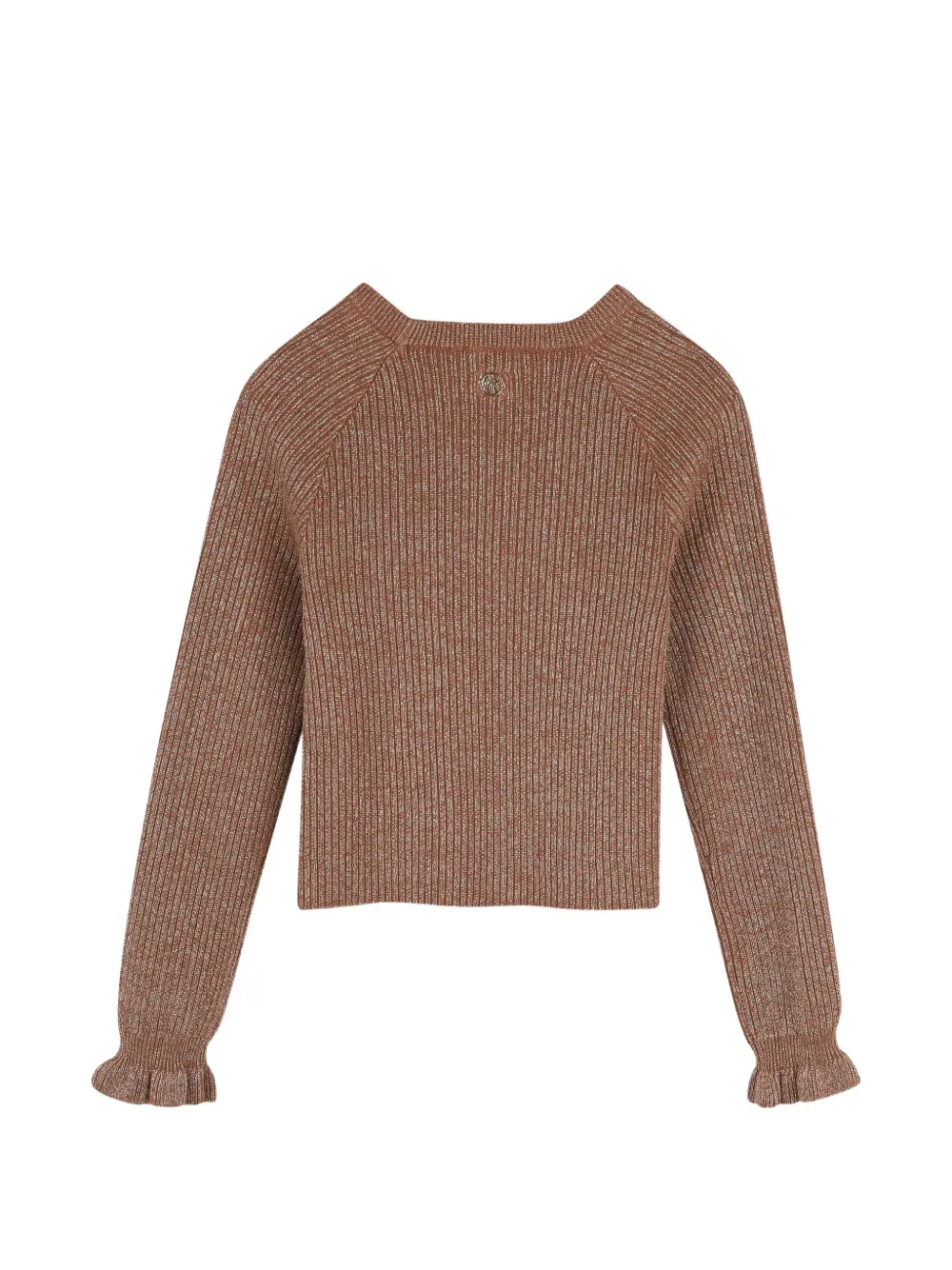Michael Kors Kids Geribbelde trui met ruche manchetten Bruin