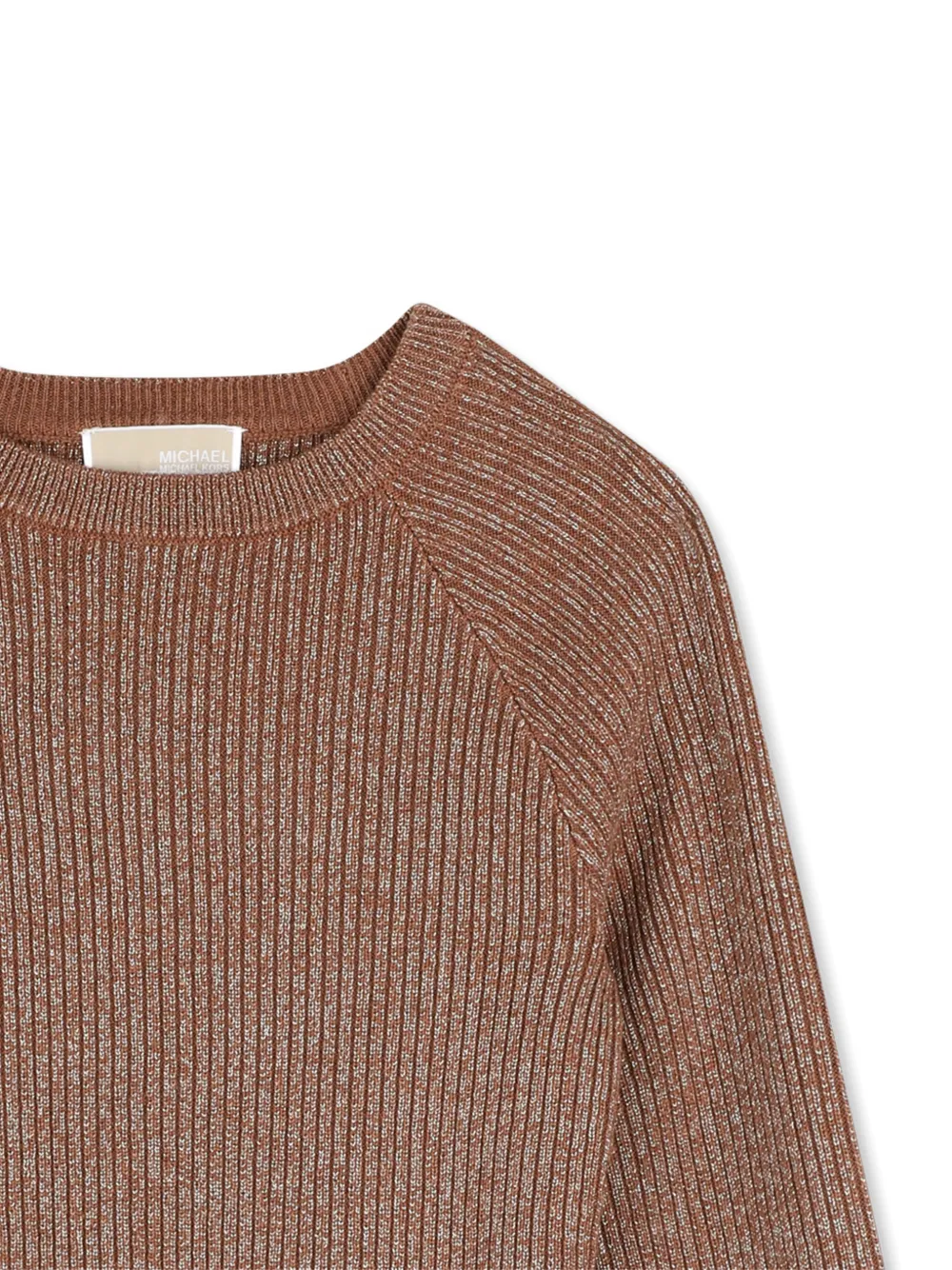 Michael Kors Kids Geribbelde trui met ruche manchetten Bruin