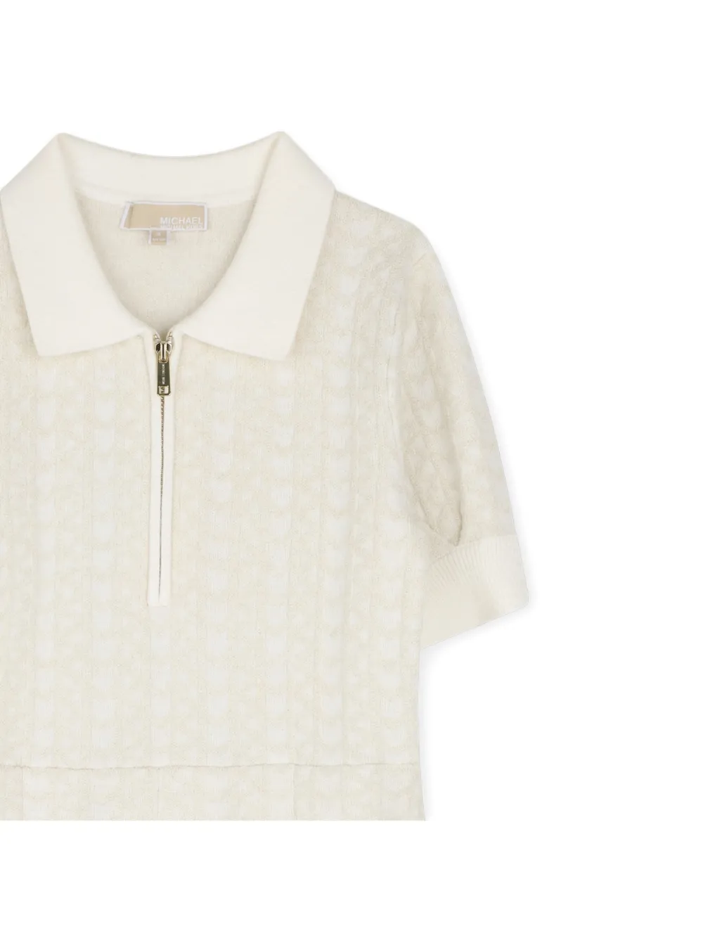 Michael Kors Kids Kabelgebreide jurk met plooien Beige
