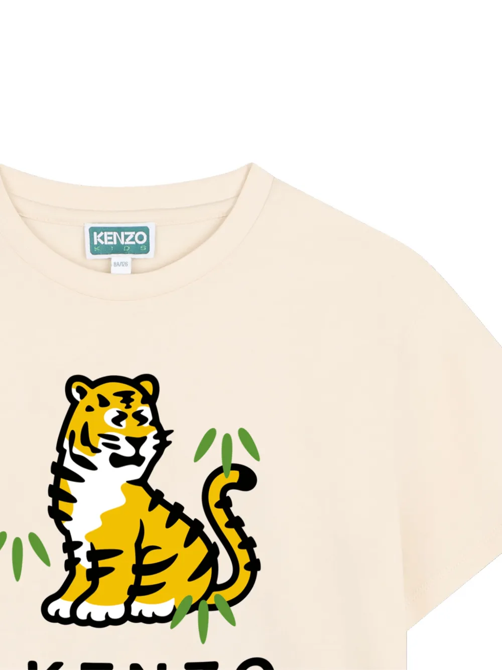 Kenzo Kids T-shirt met tijgerprint en logo-print Beige