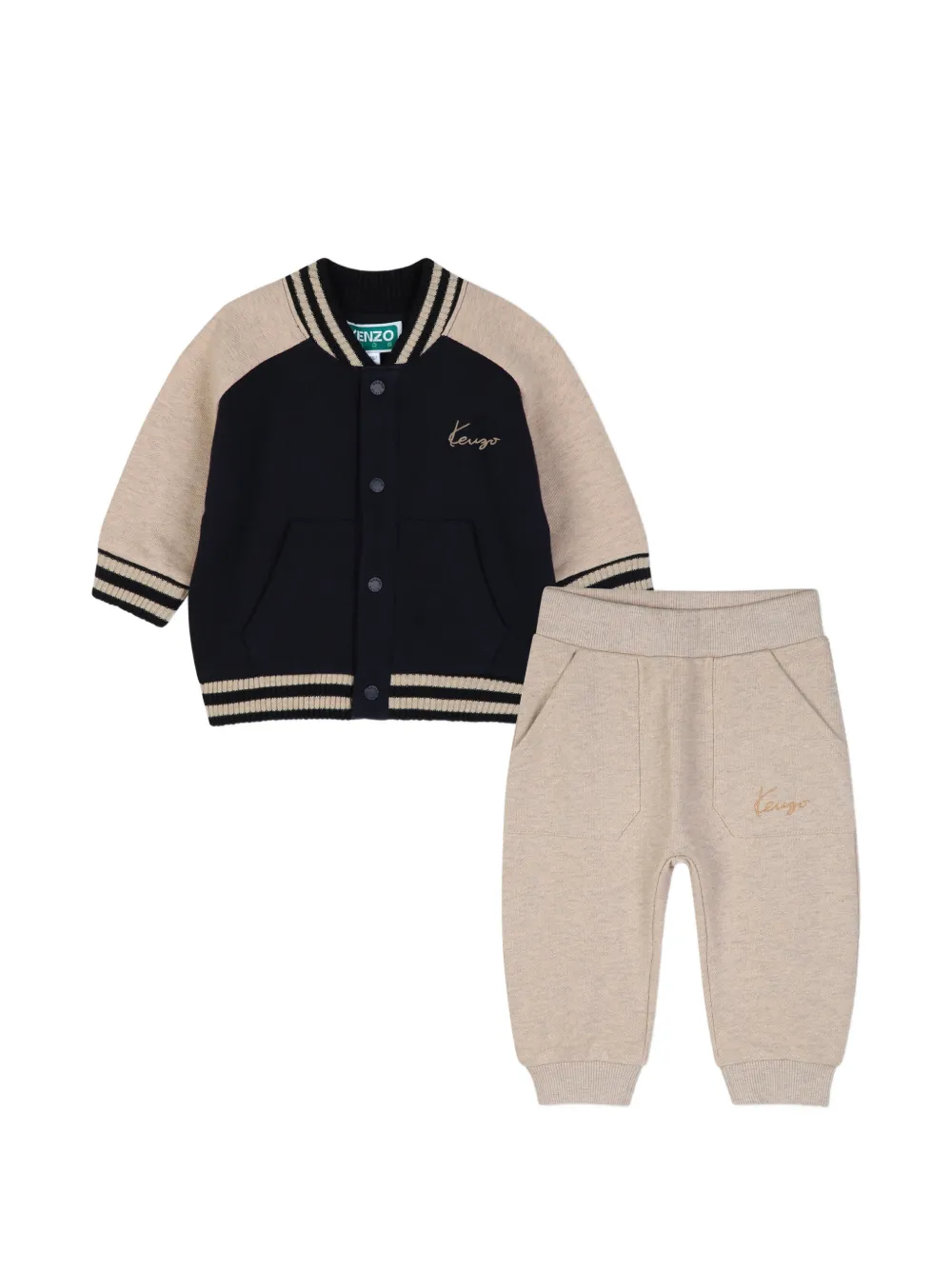 Kenzo Kids Set met geborduurd logo en dierenprint Blauw