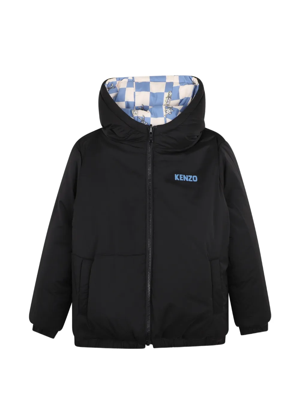 Kenzo Kids Omkeerbaar gewatteerd jack met geruite print Blauw