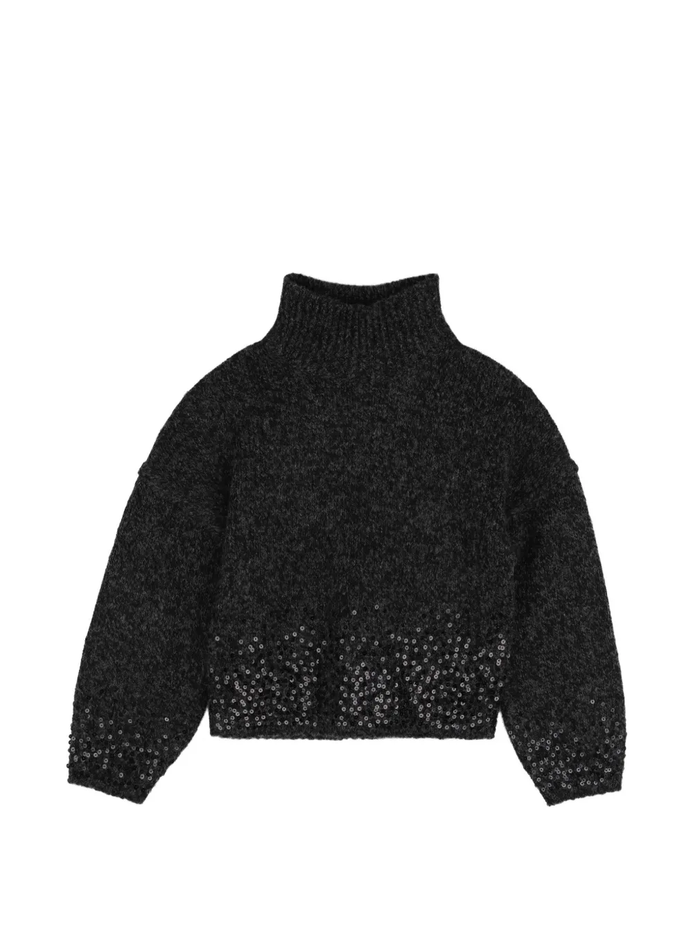 Zadig & Voltaire Kids Maglione con paillettes a collo alto - Nero