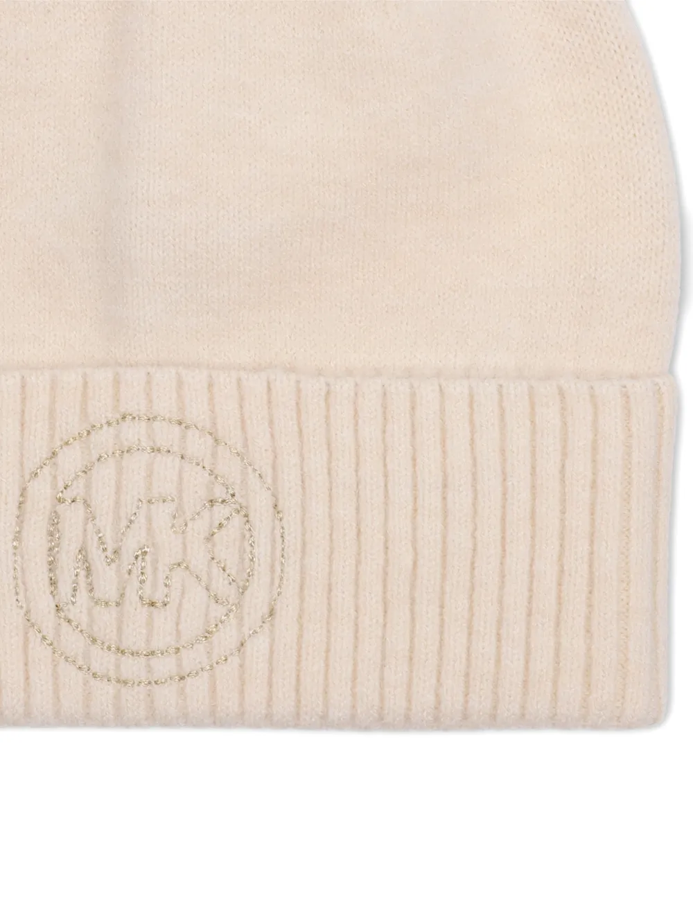 Michael Kors Kids Hoed met geborduurd logo en geribbelde afwerking Beige