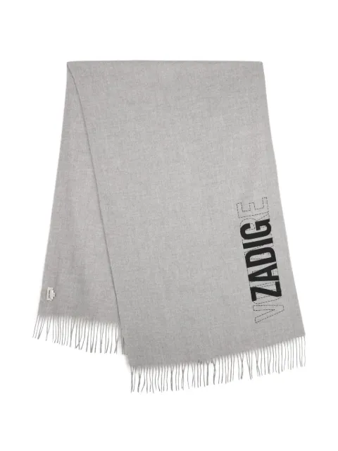 Zadig & Voltaire Kids mascada con logo estampado y flecos