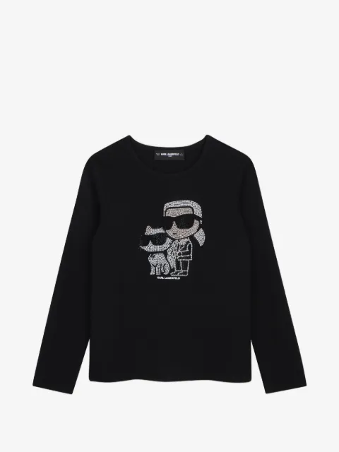 Karl Lagerfeld Kids playera manga larga con detalles de strass