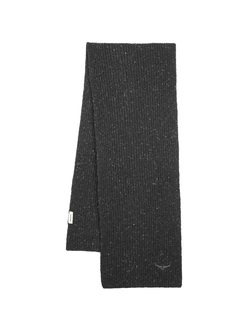 Zadig & Voltaire Kids Sciarpa a coste con logo ricamato - Grigio