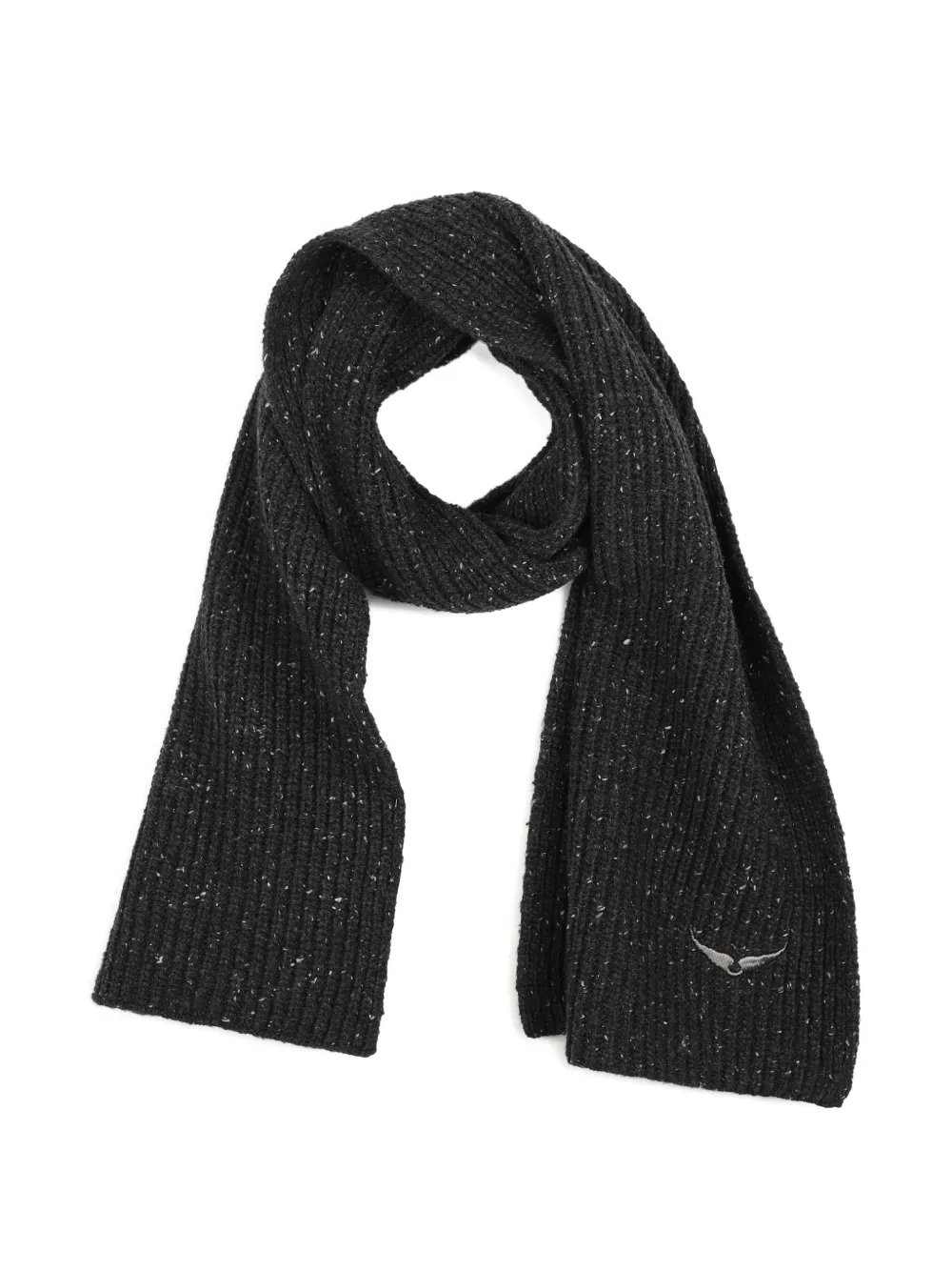 Zadig & Voltaire Kids Ribgebreide sjaal met geborduurd logo Grijs