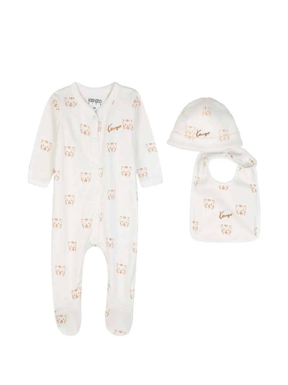 Kenzo Kids Geripptes Textil-Set mit Tiger-Print - Nude