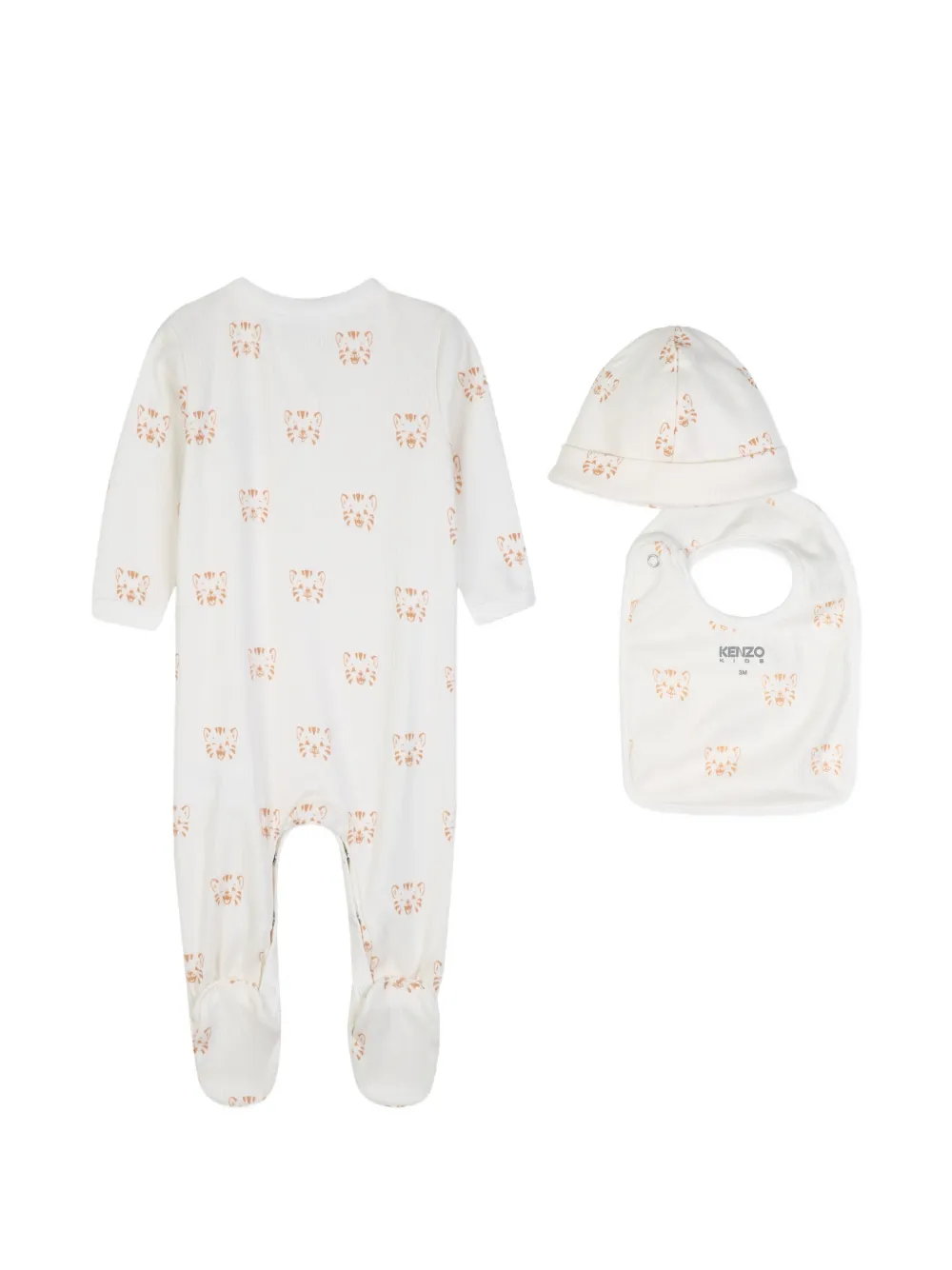 Kenzo Kids Geribbeld set met tijger-print Beige