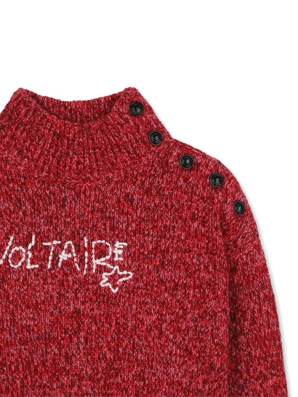 Zadig & Voltaire Kids Trui met borduurwerk en knopen op de schouders Rood