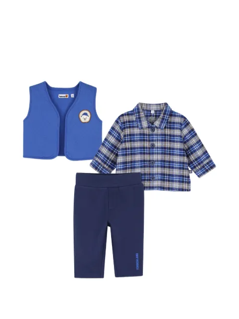 Timberland Kids blue waistcoat check-pattern trousers set