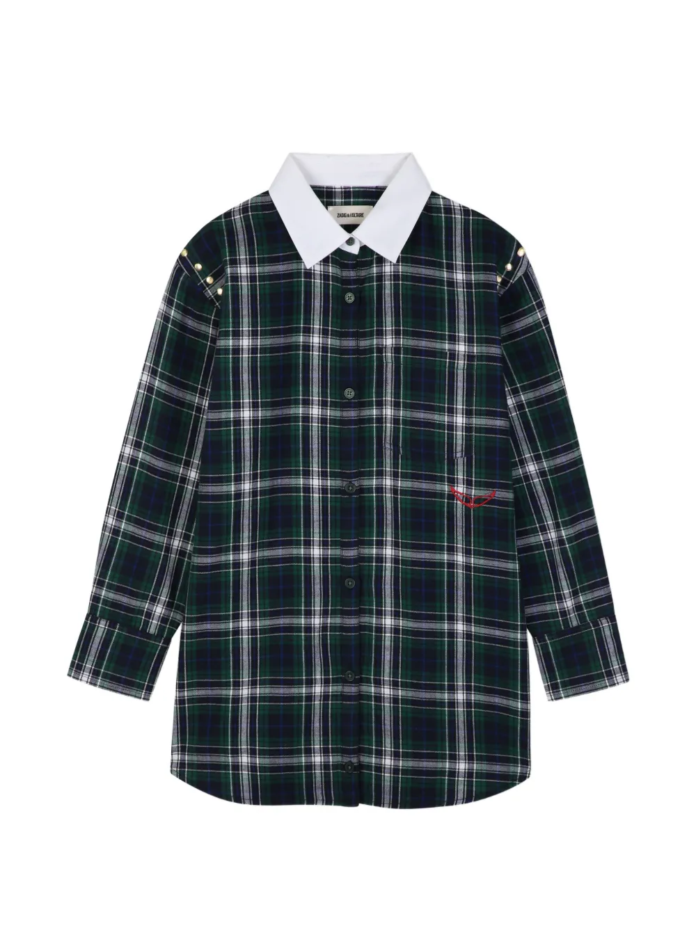 Zadig & Voltaire Kids Kariertes Kleid mit Nieten - Grün