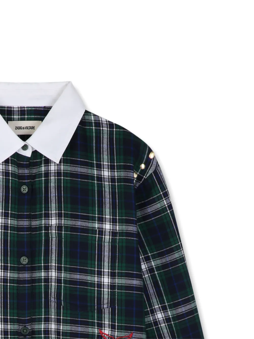 Zadig & Voltaire Kids Geruite jurk verfraaid met studs Groen